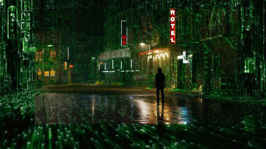 Scene from the Matrix emphasizing hyperreality